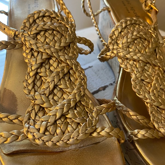 Kate Spade ♠️ Gold Braided Cork Wedges - Picture 3 of 10